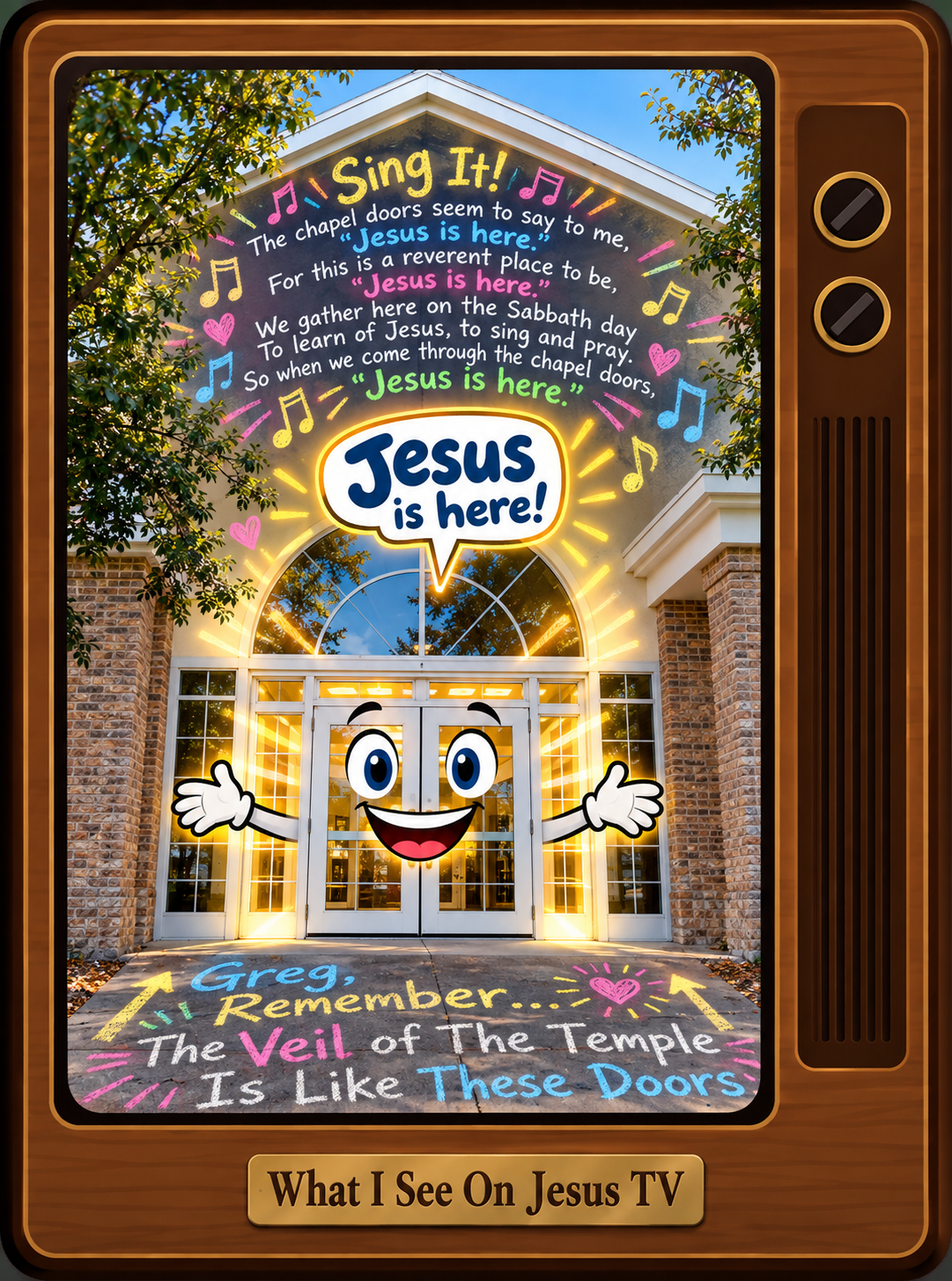 What I See When I Go To Church — chapel doors seem to say Jesus is here