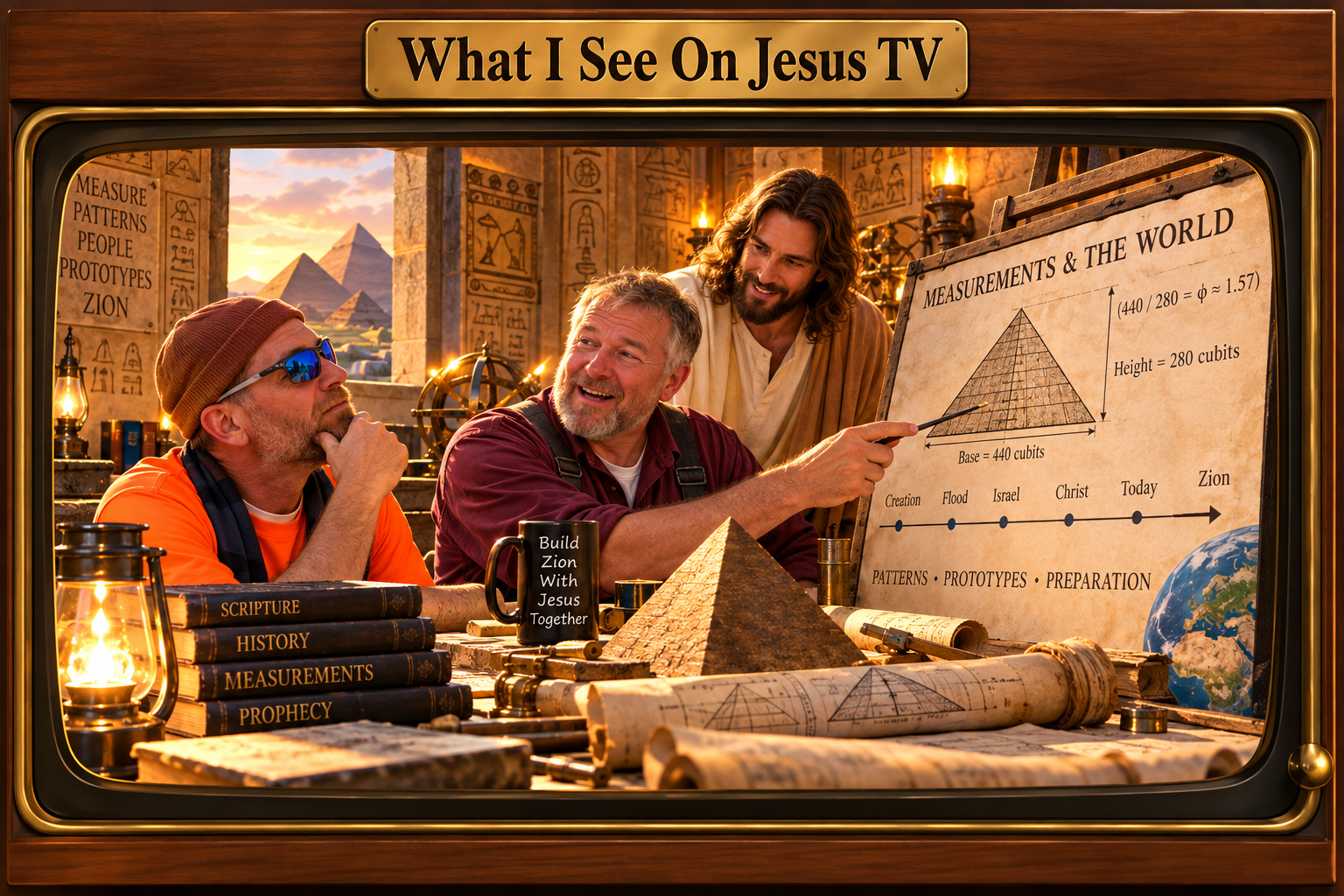 What I See On Jesus TV — Andy, Greg, and Jesus exploring pyramid measurements