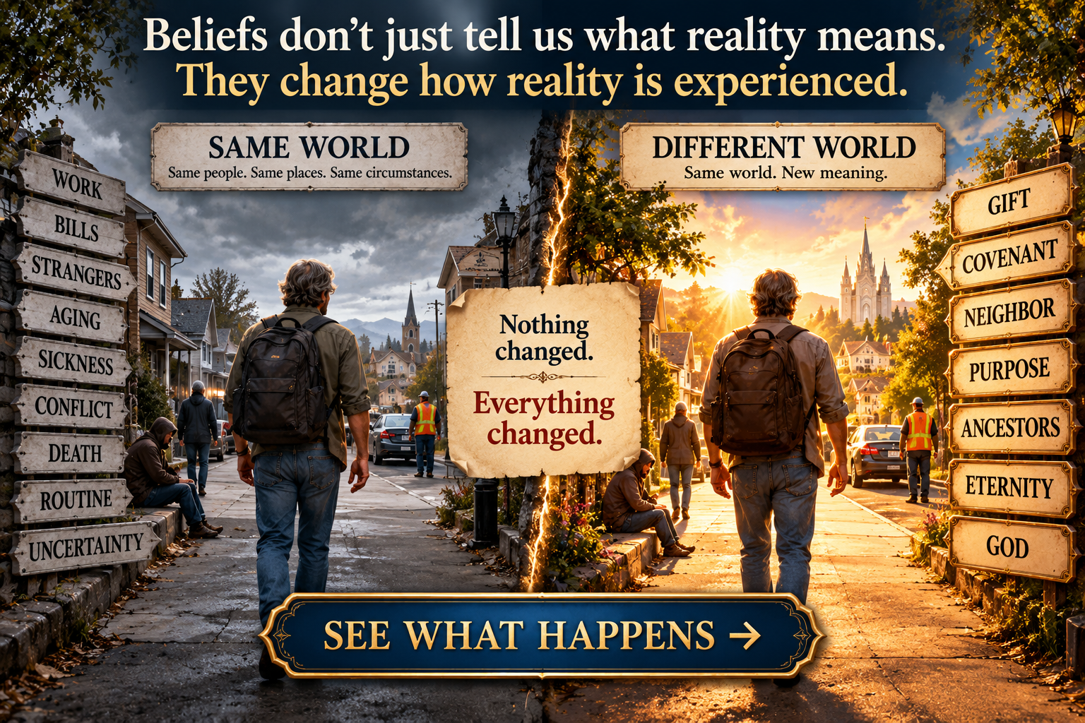 Beliefs don't just tell us what reality means. They change how reality is experienced. Nothing changed. Everything changed.